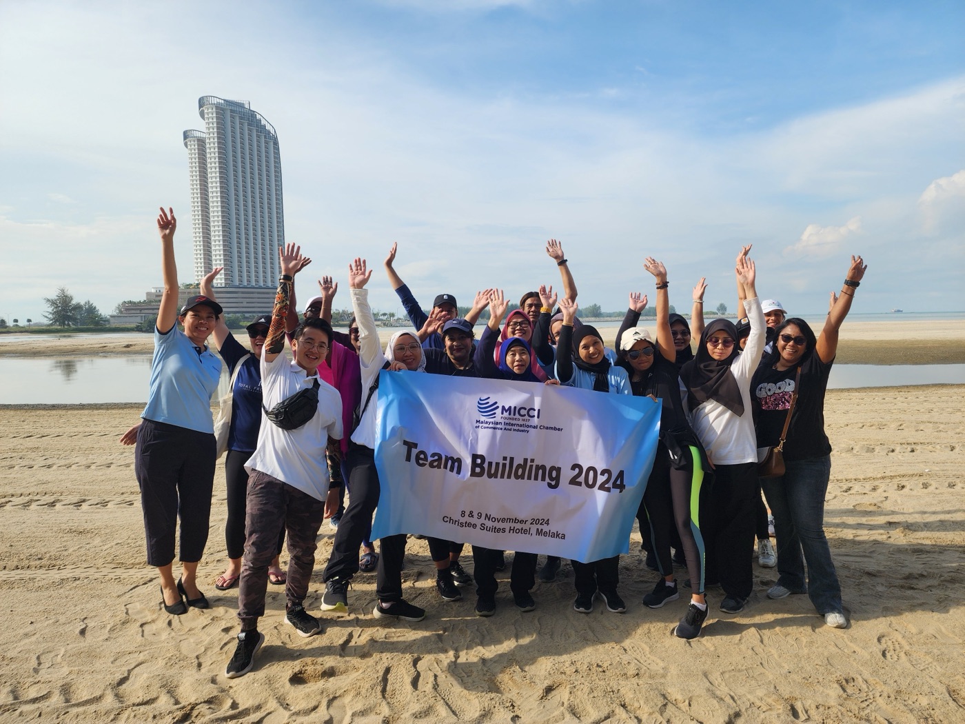 Participants in a leadership training program working on team exercises